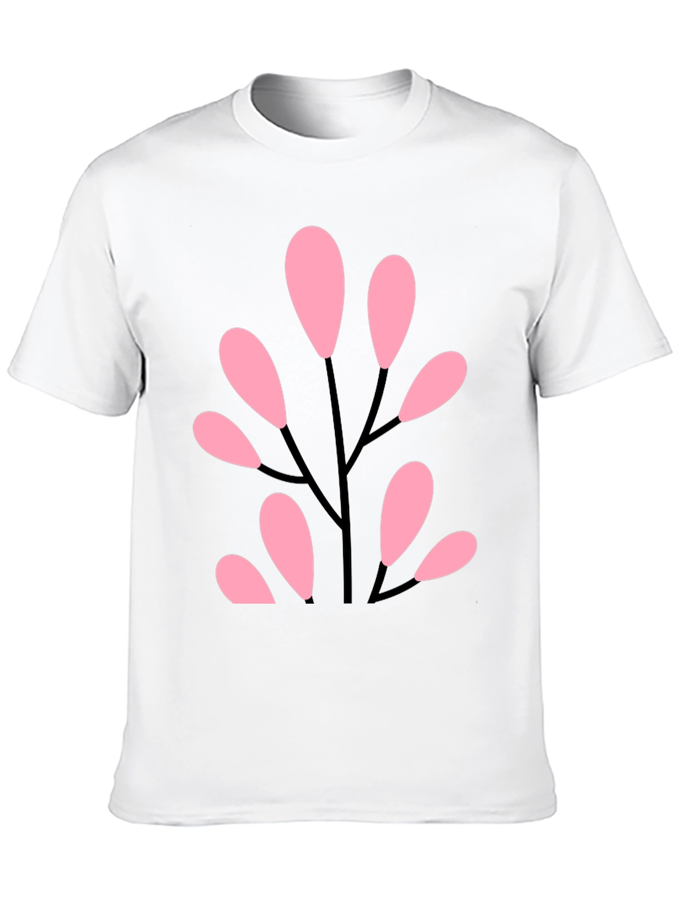 Stylish Black Tee with Abstract Pink Floral Design