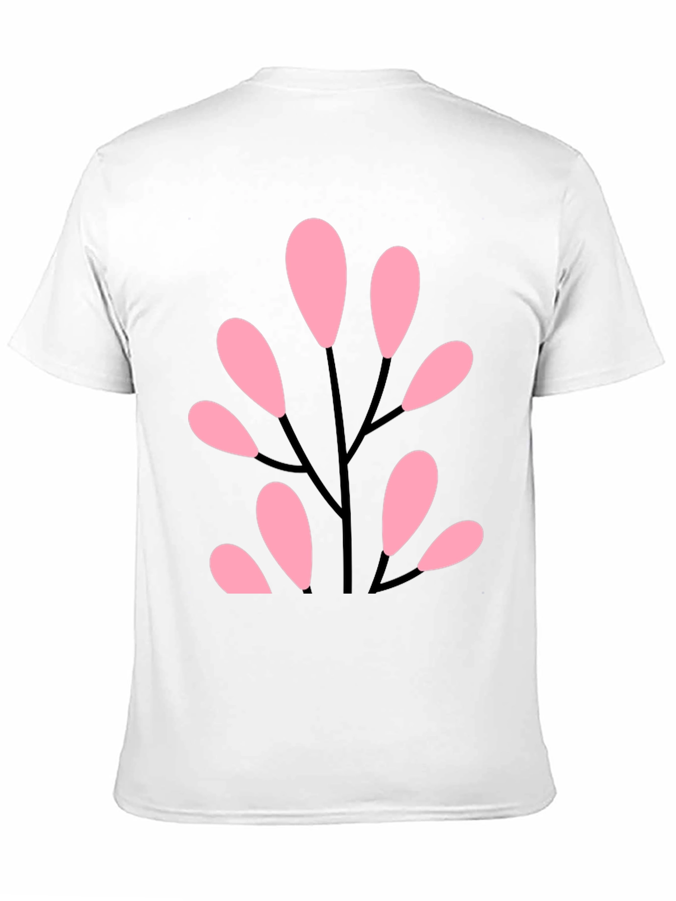 Stylish Black Tee with Abstract Pink Floral Design