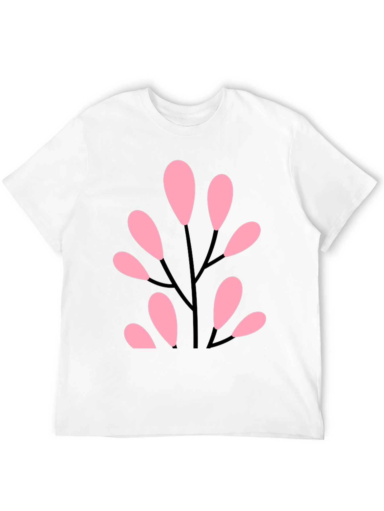 Stylish Black Tee with Abstract Pink Floral Design