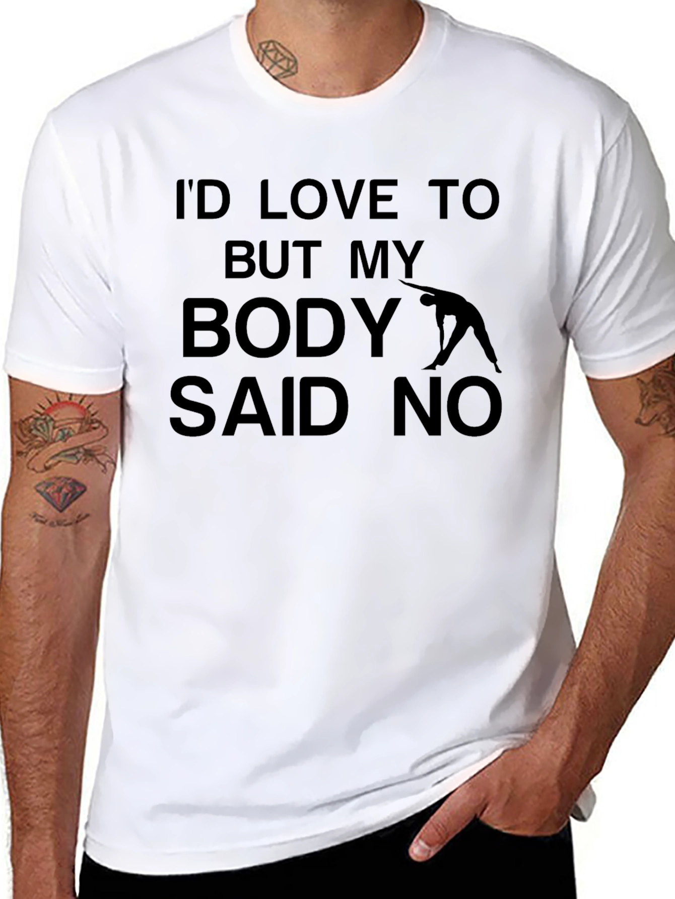 Funny Workout T-Shirt: Body Said No Yoga Design