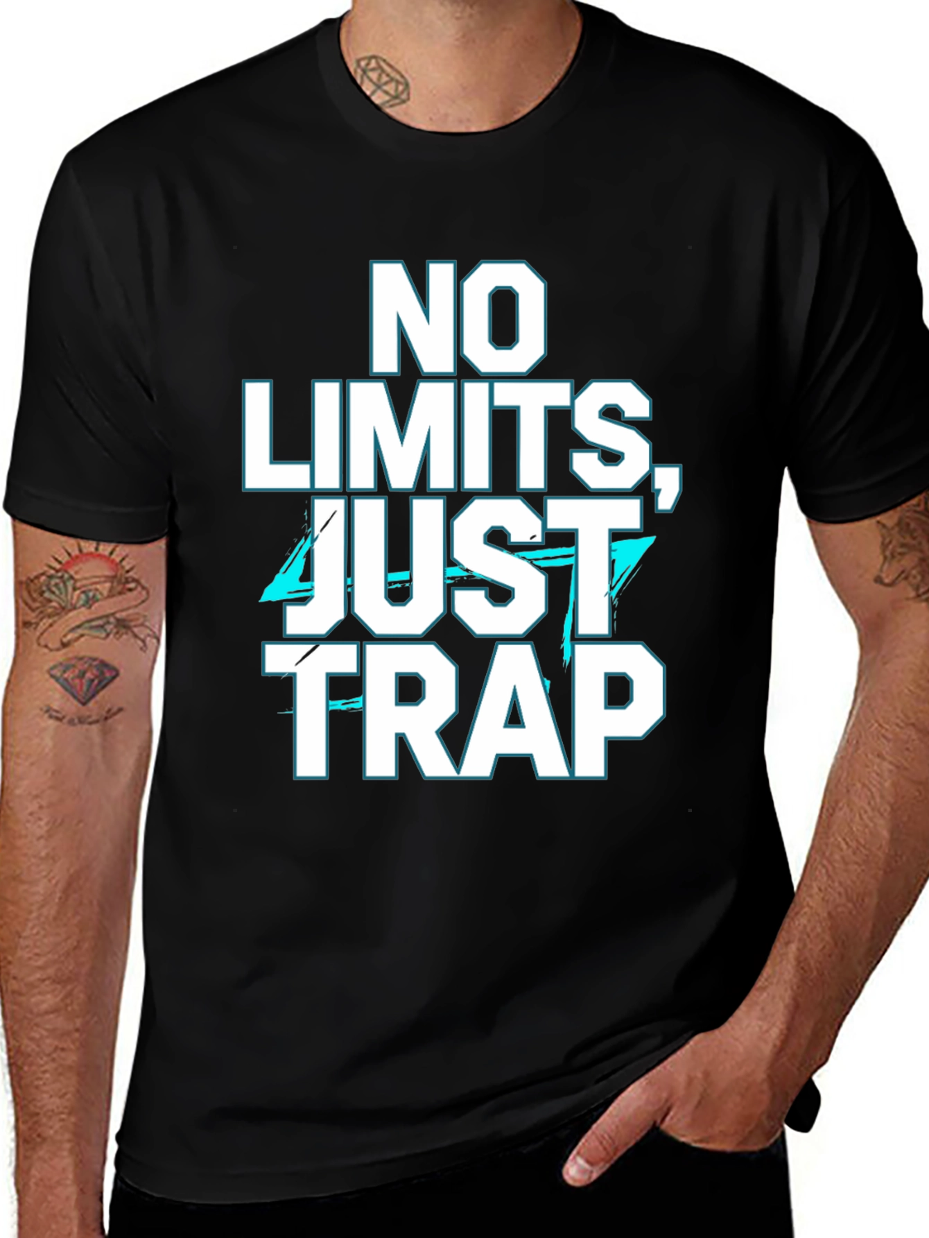 No Limits Just Trap Black Graphic T-Shirt