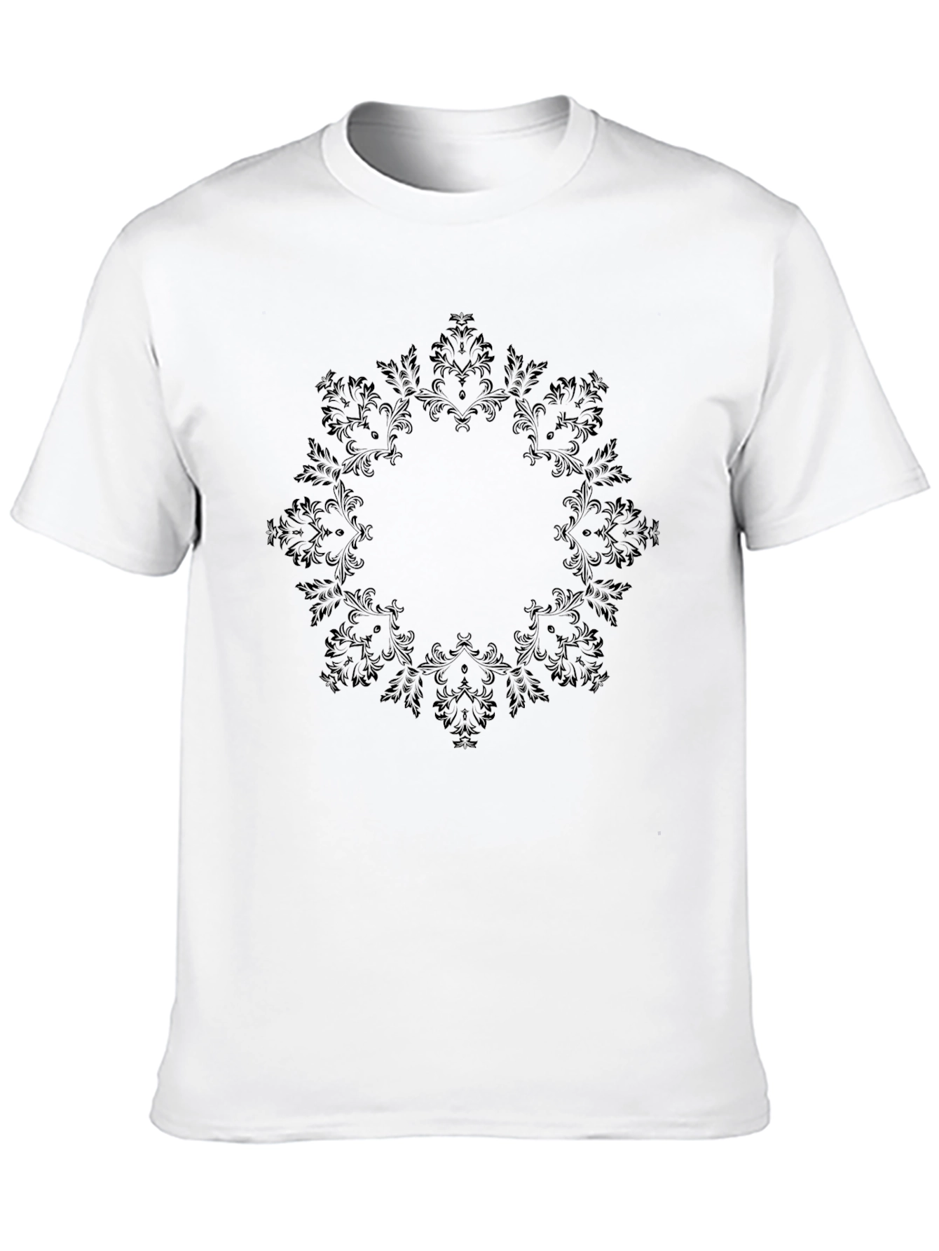 Elegant Black Floral Mandala T-Shirt