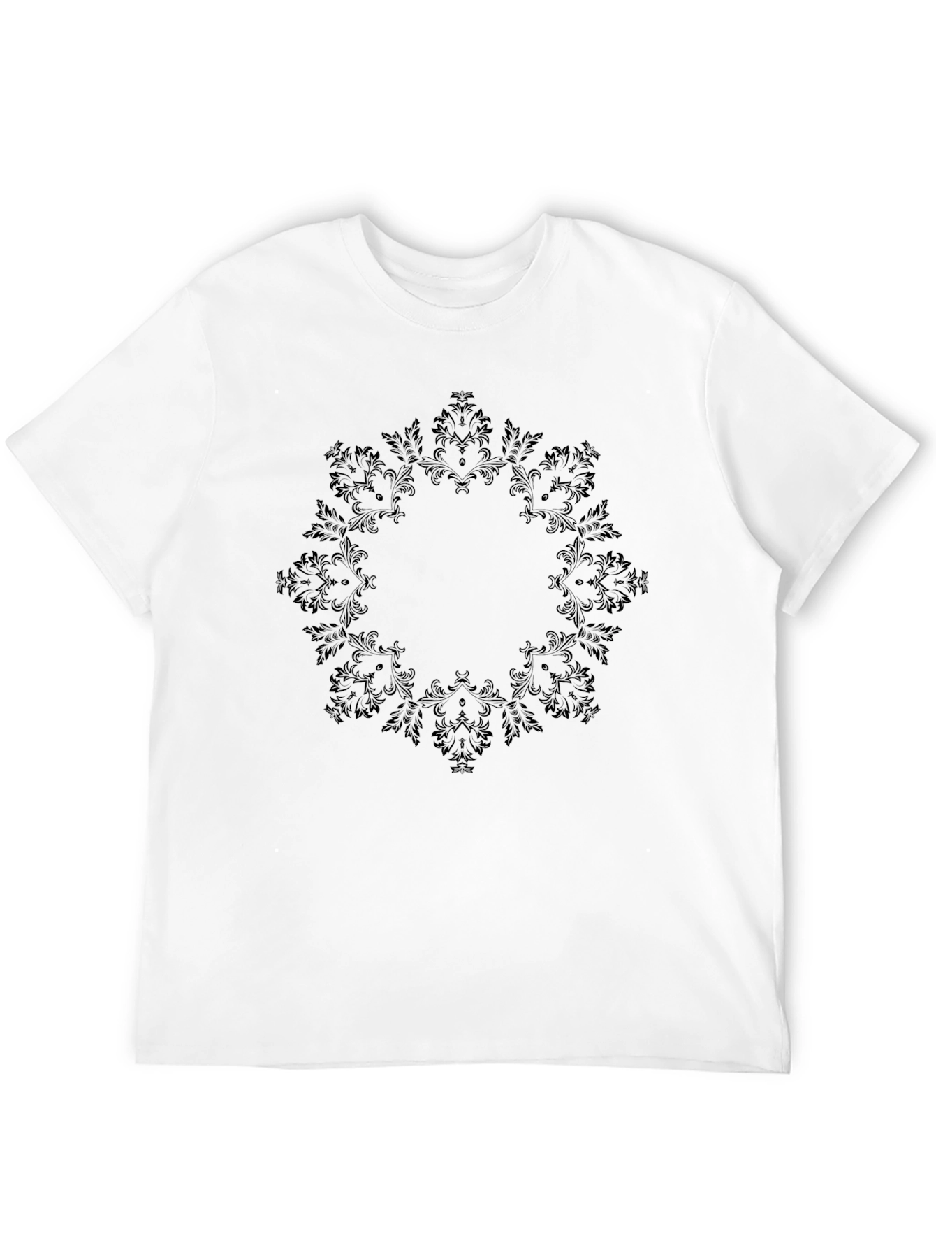Elegant Black Floral Mandala T-Shirt