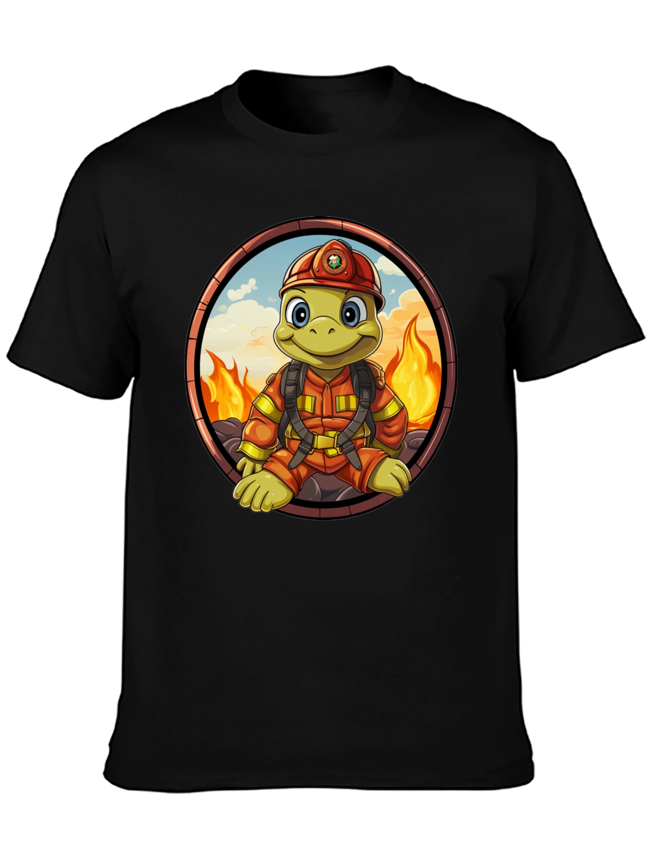 Fire Turtle Cartoon T-Shirt