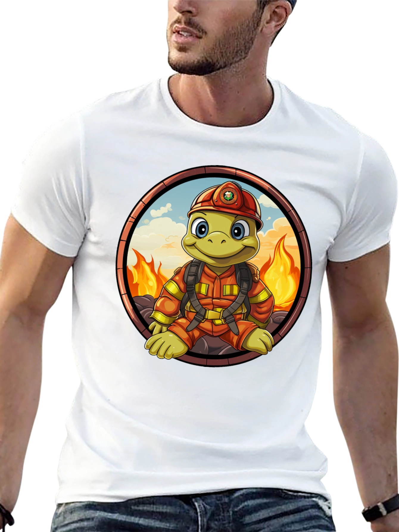 Fire Turtle Cartoon T-Shirt