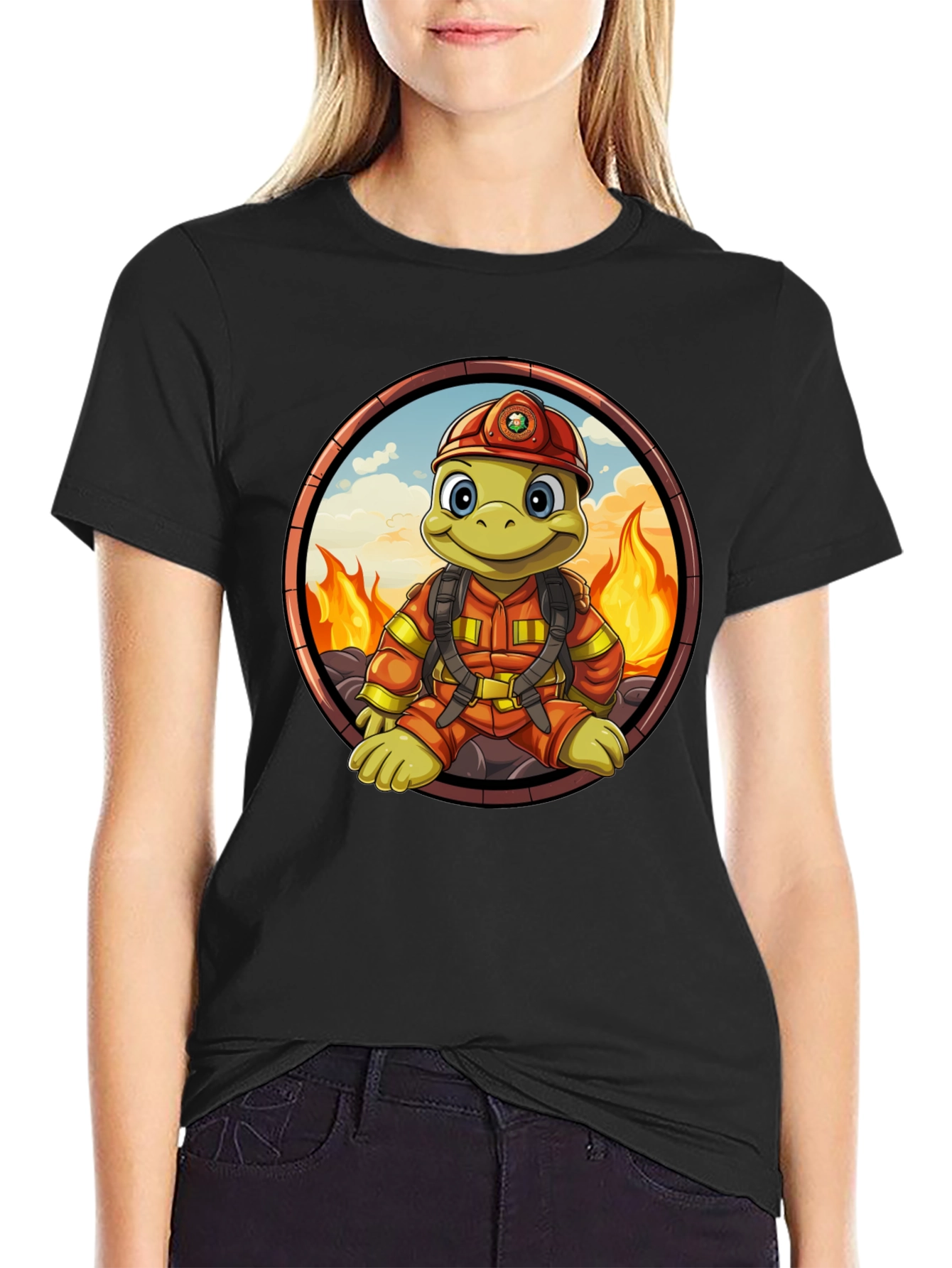 Fire Turtle Cartoon T-Shirt
