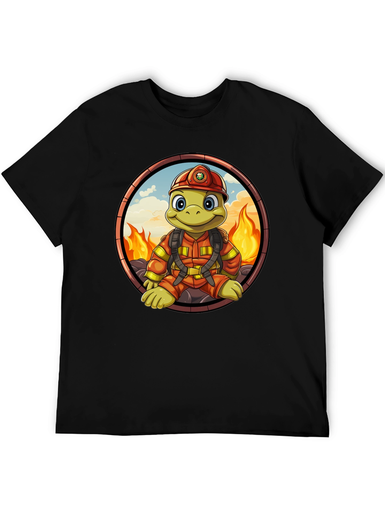 Fire Turtle Cartoon T-Shirt