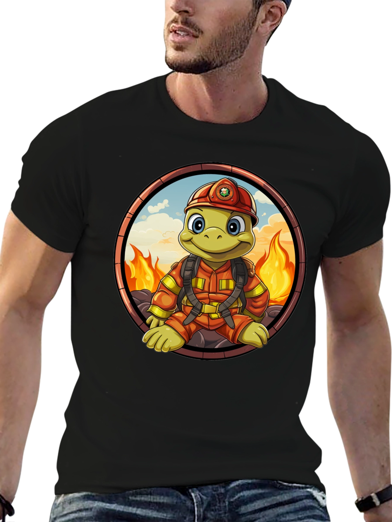 Fire Turtle Cartoon T-Shirt