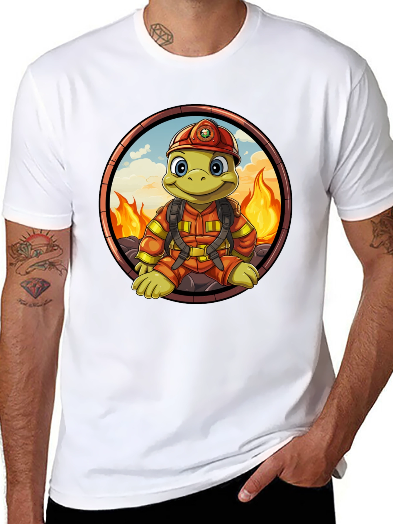 Fire Turtle Cartoon T-Shirt