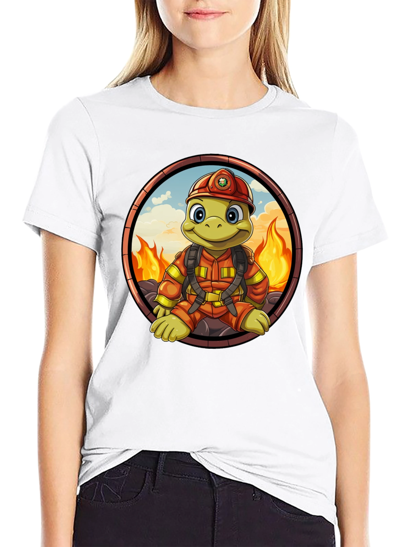 Fire Turtle Cartoon T-Shirt