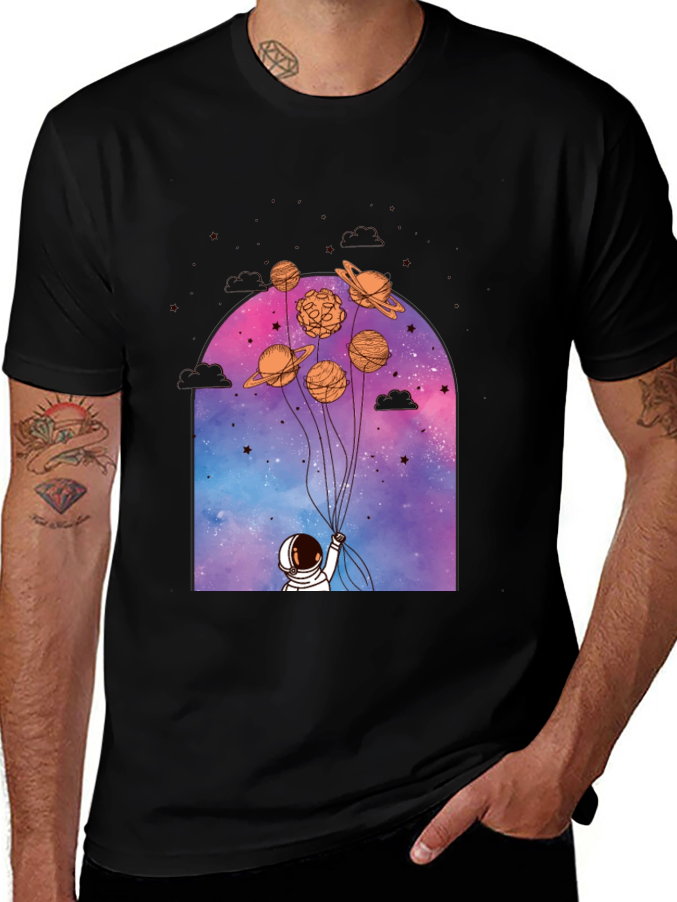 Astronaut Planets Graphic T-Shirt