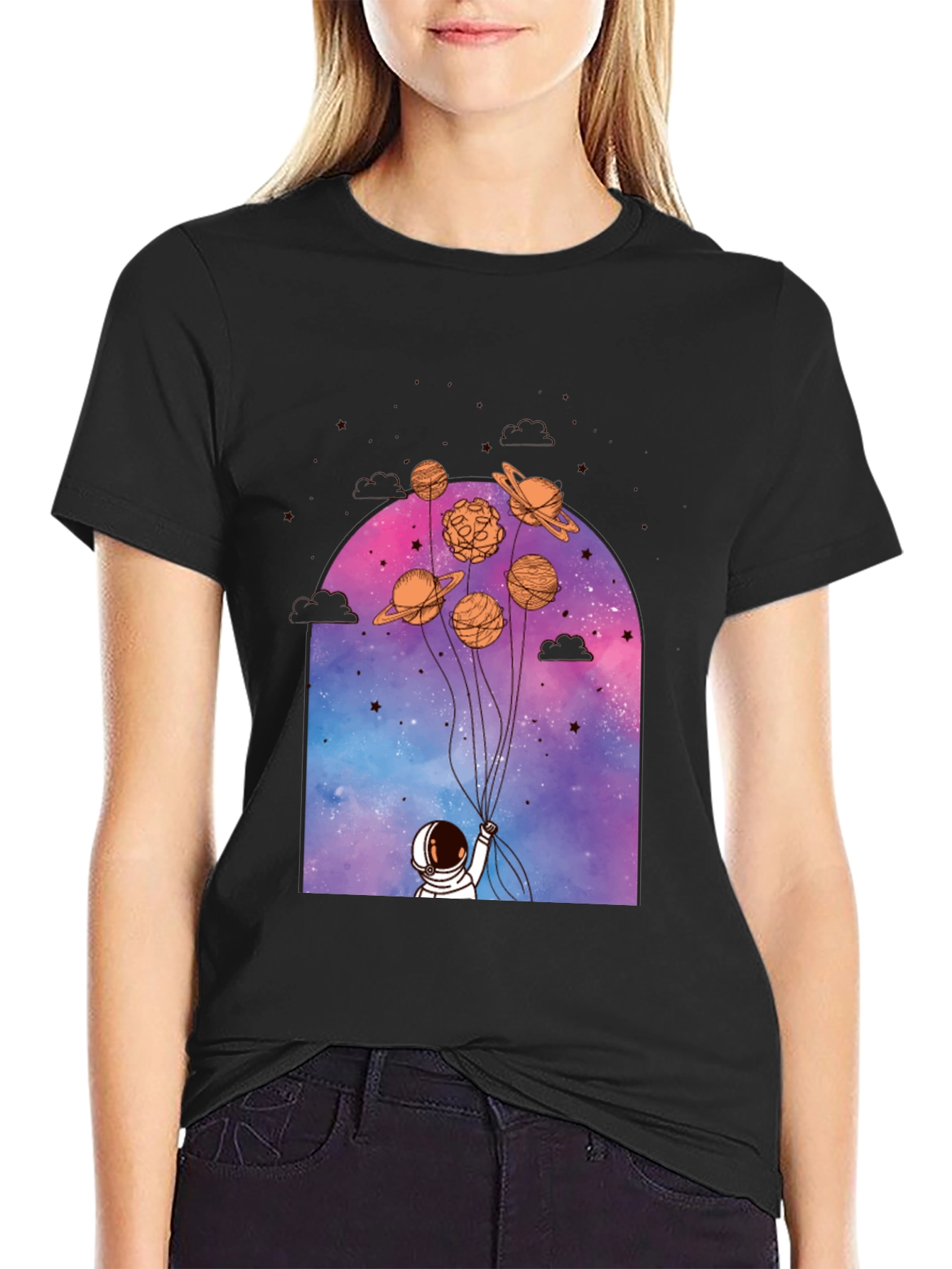 Astronaut Planets Graphic T-Shirt