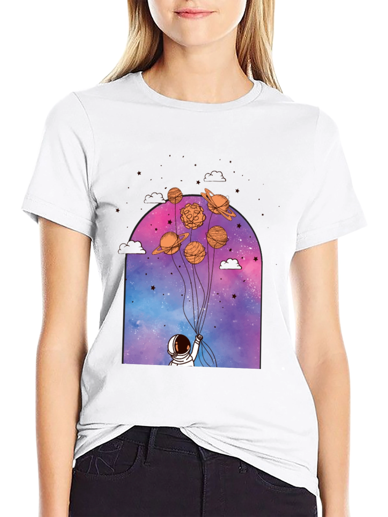 Astronaut Planets Graphic T-Shirt