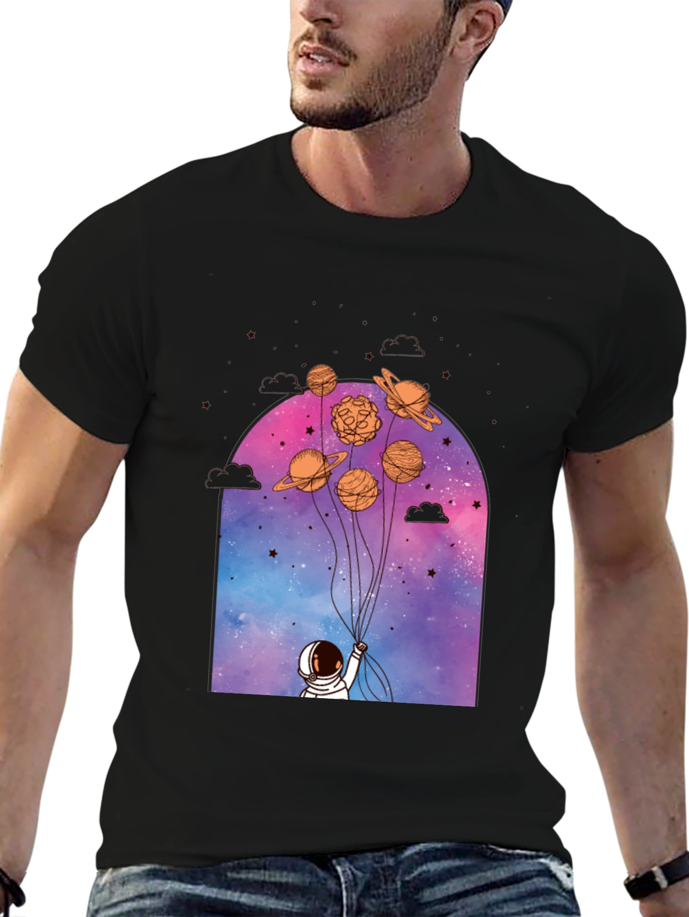 Astronaut Planets Graphic T-Shirt