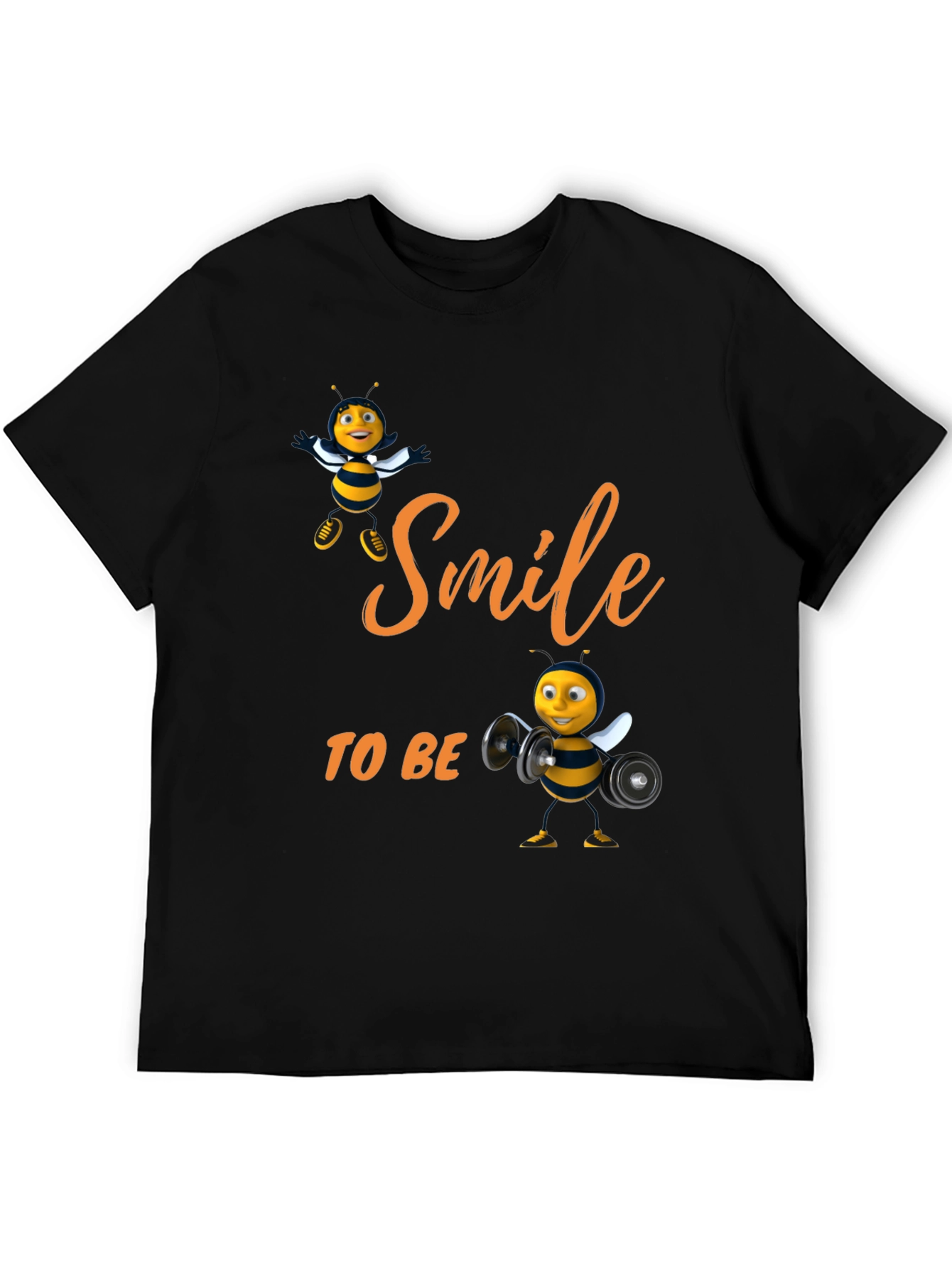 Smile to Bee Happy Black T-Shirt