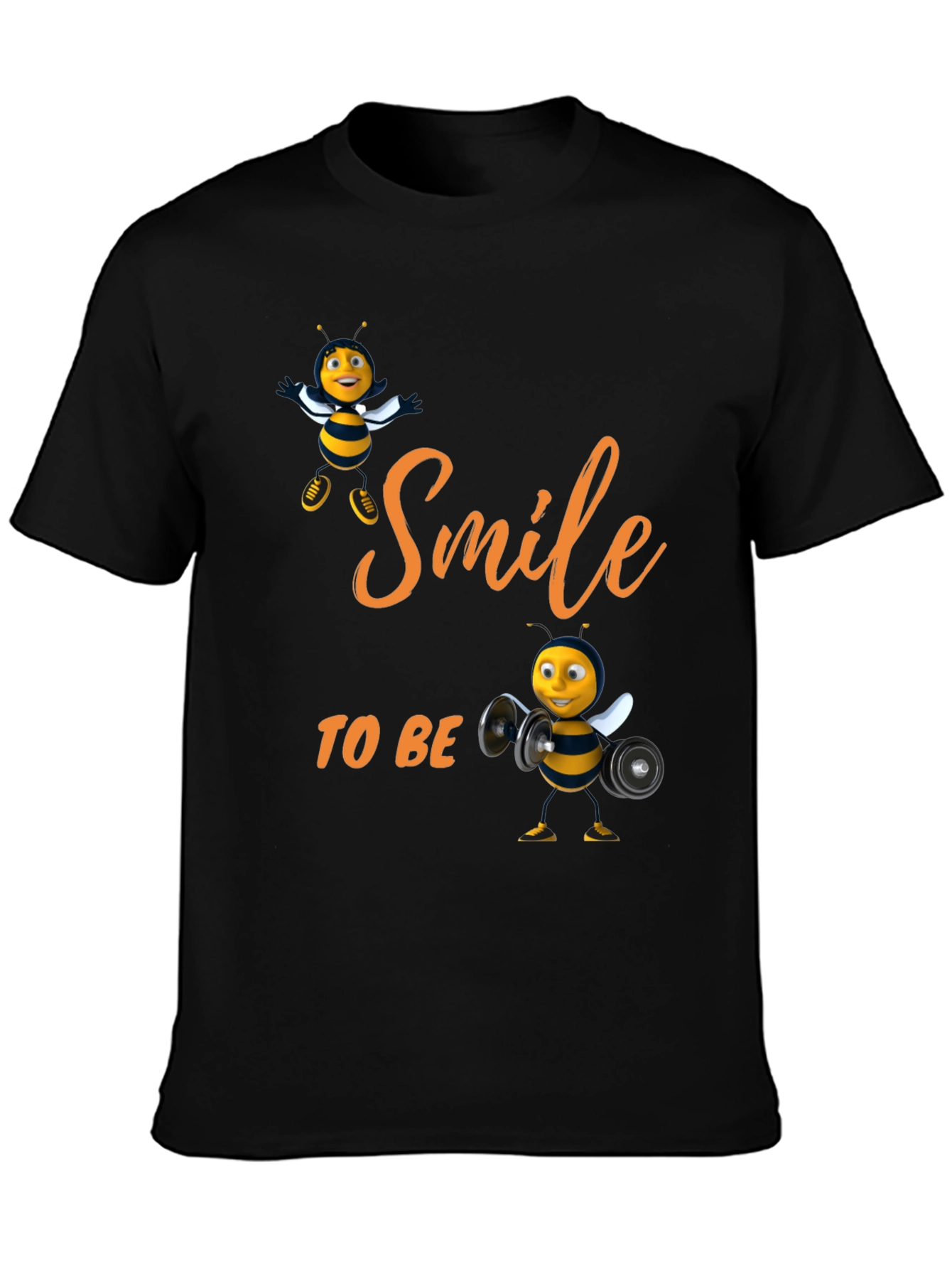 Smile to Bee Happy Black T-Shirt