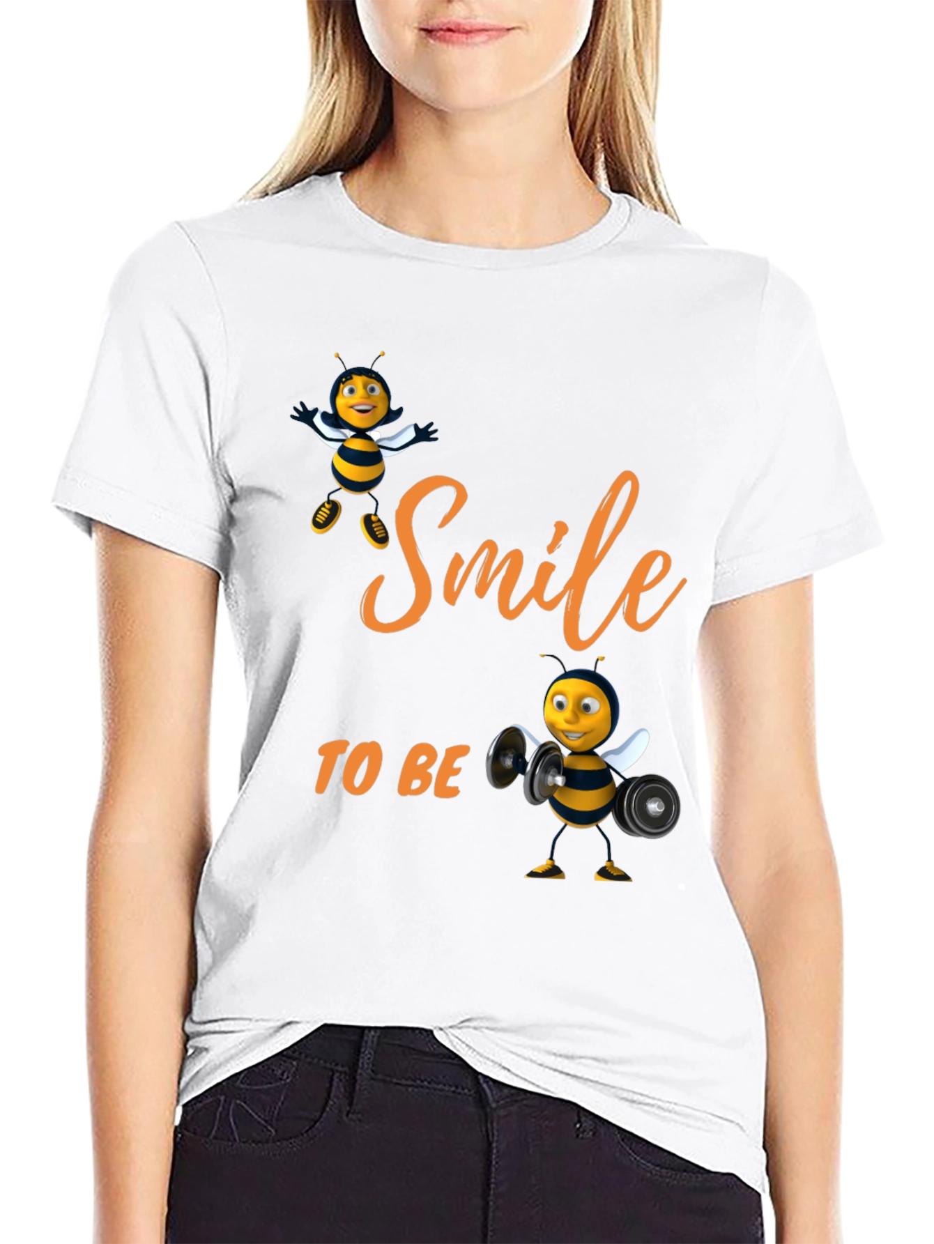 Smile to Bee Happy Black T-Shirt