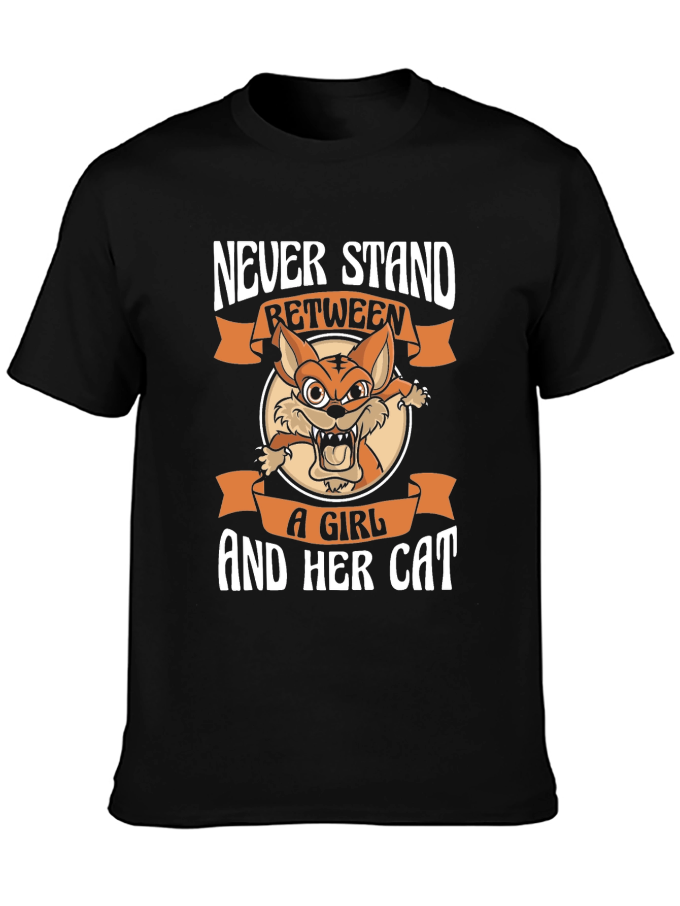 Never Stand Between A Girl And Her Cat T-Shirt