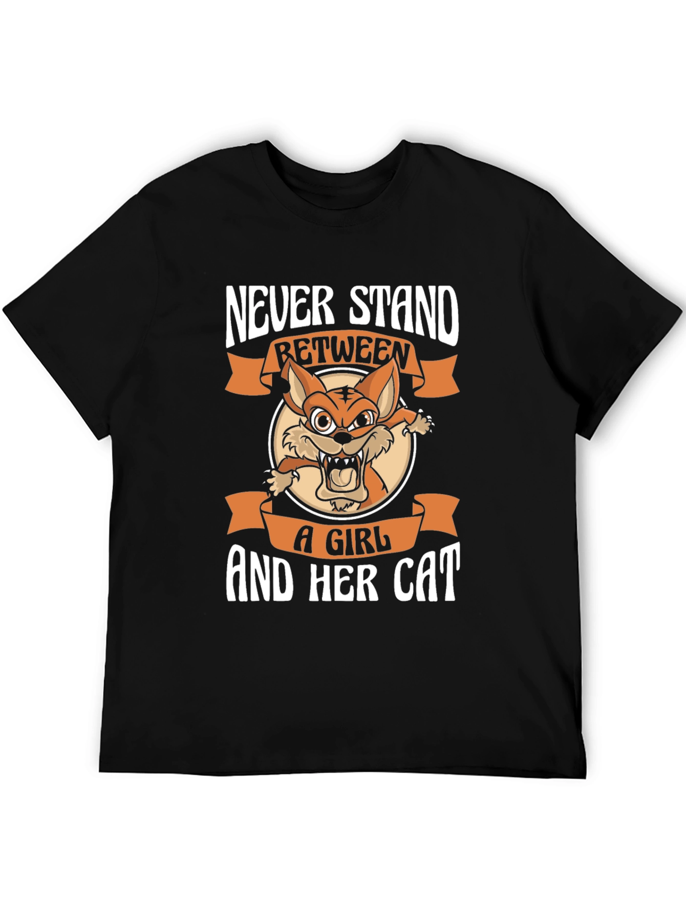 Never Stand Between A Girl And Her Cat T-Shirt