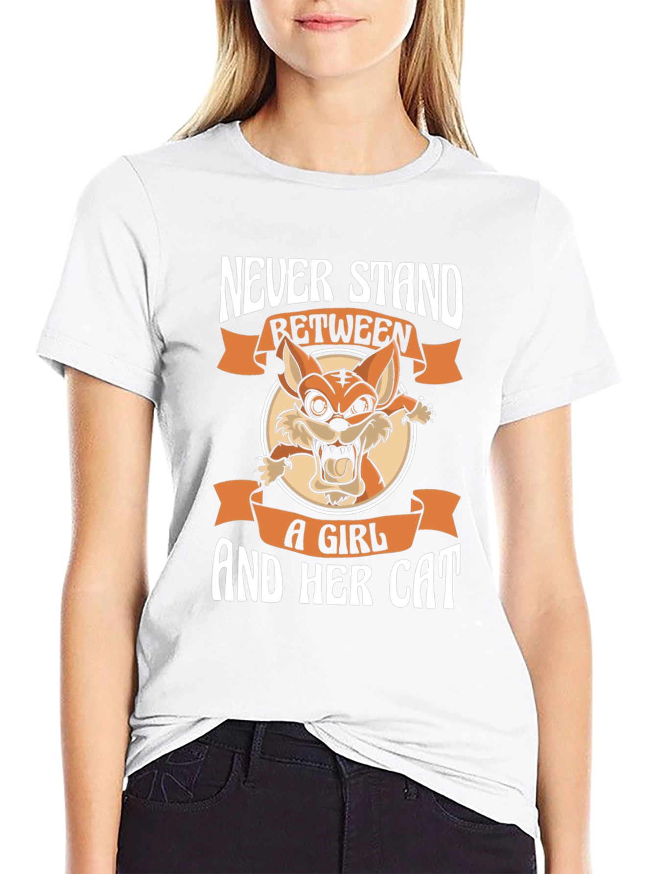 Never Stand Between A Girl And Her Cat T-Shirt