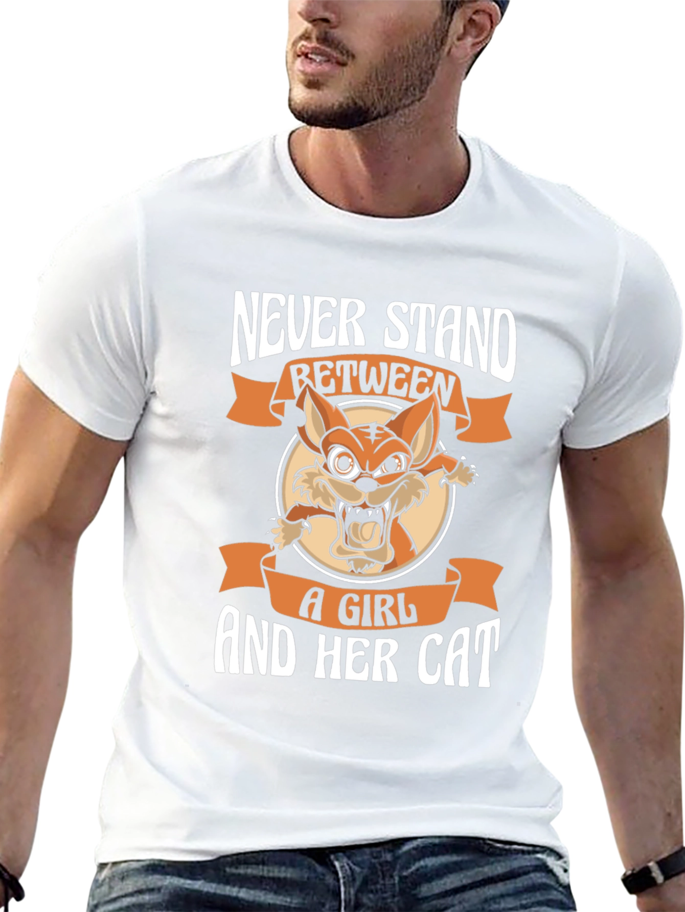 Never Stand Between A Girl And Her Cat T-Shirt