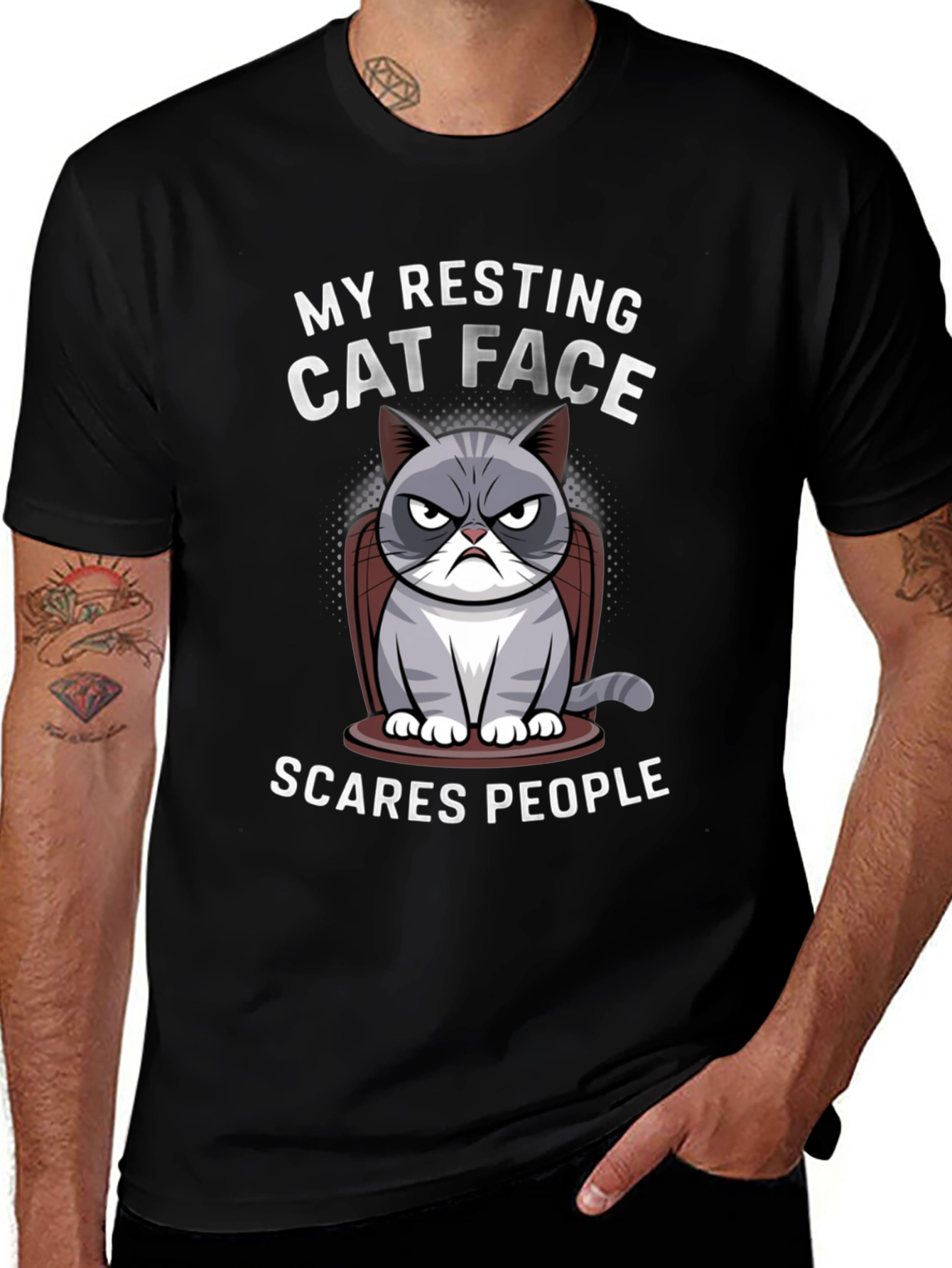Grumpy Cat Face T-Shirt - Funny Novelty Tee