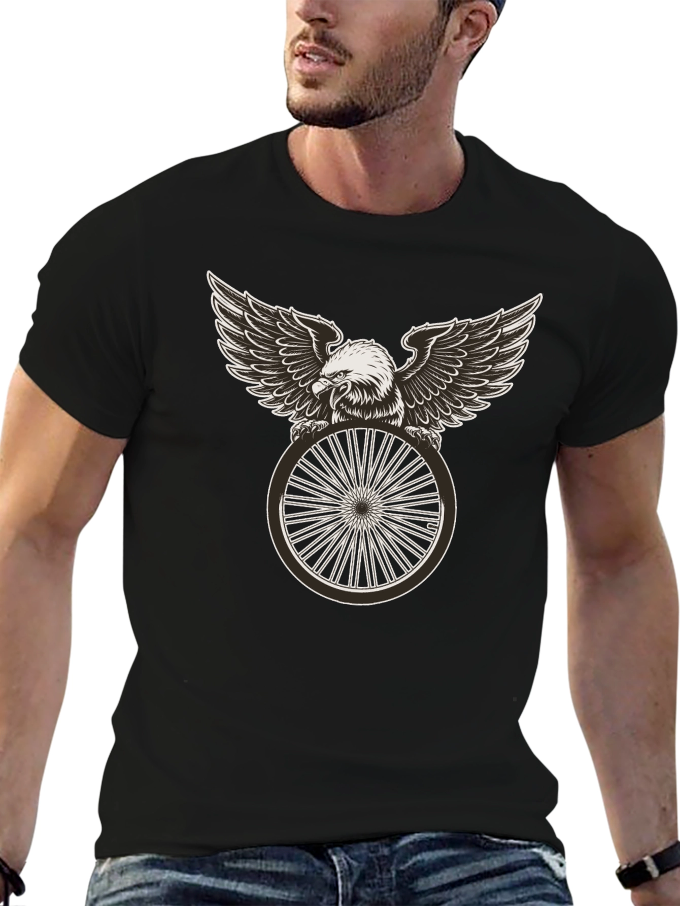 Eagle Wheel Graphic Tee - Black