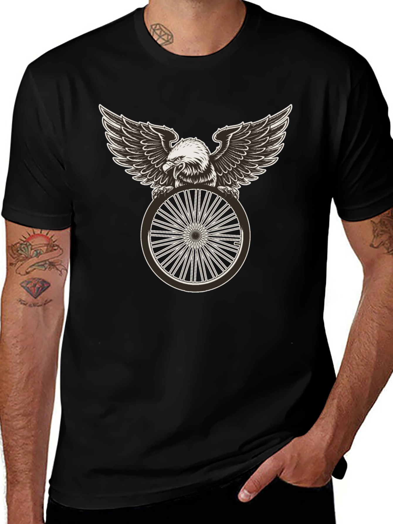 Eagle Wheel Graphic Tee - Black