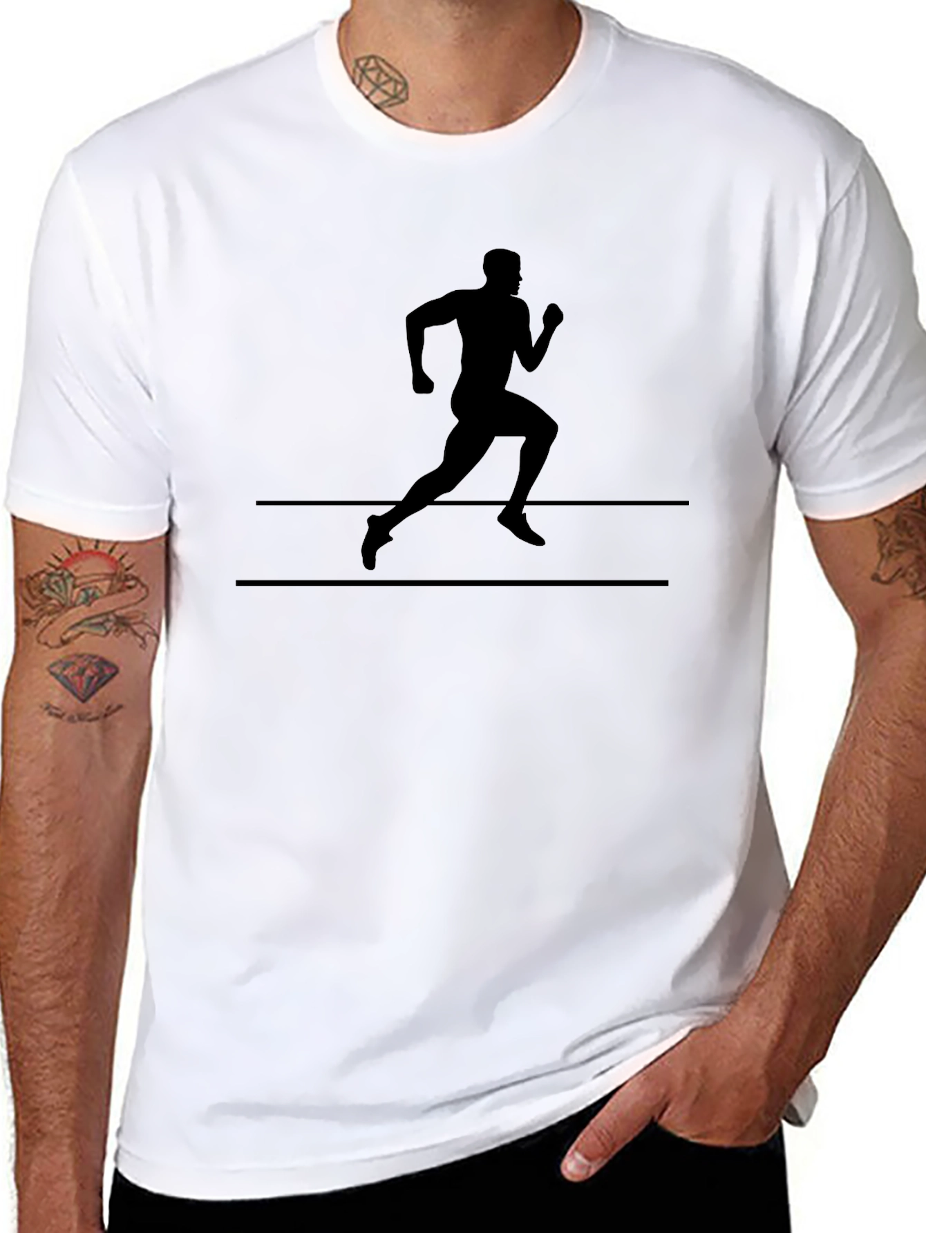Mens Black Runner Graphic Tee