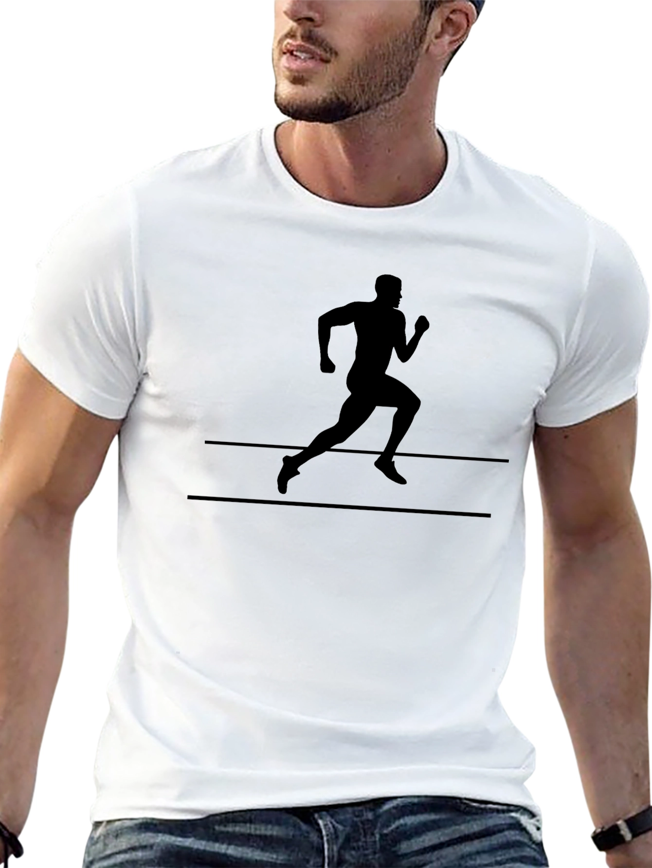 Mens Black Runner Graphic Tee
