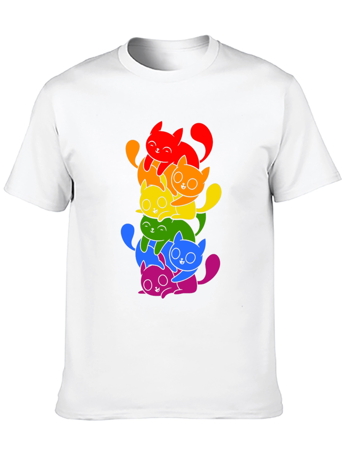 Rainbow Cats Graphic Tee - Black Unisex Shirt