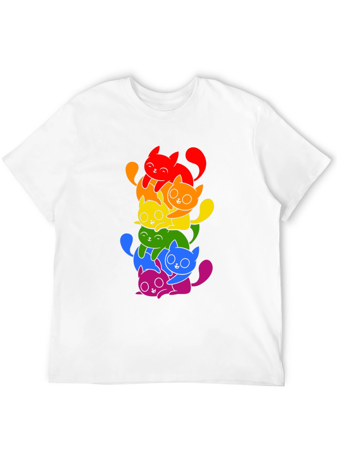 Rainbow Cats Graphic Tee - Black Unisex Shirt