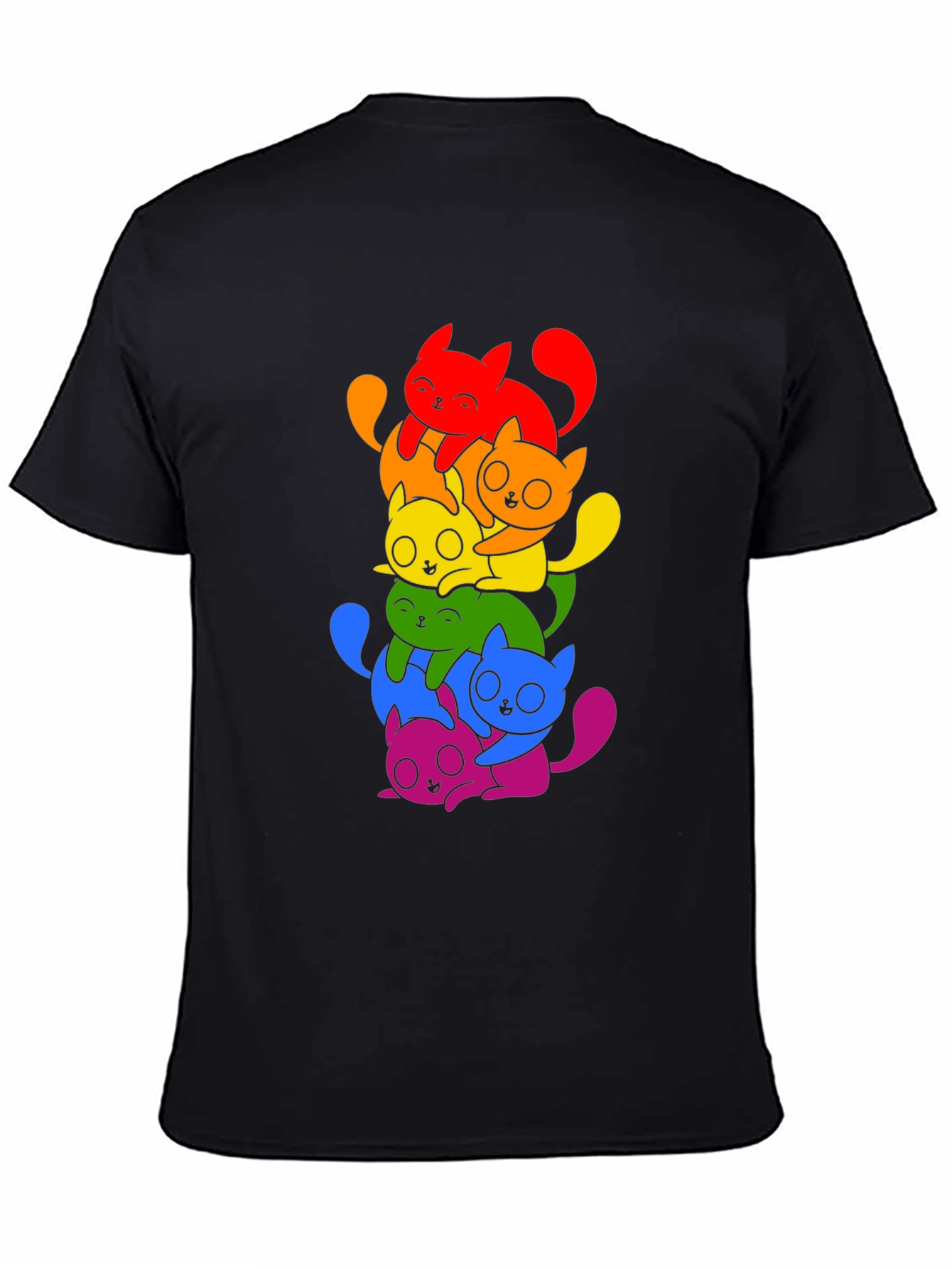 Rainbow Cats Graphic Tee - Black Unisex Shirt