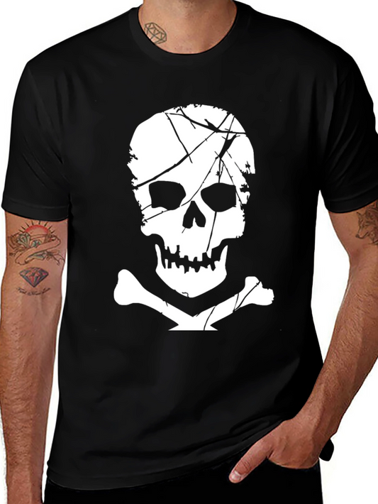 Skull & Crossbones Graphic Tee - Black Cotton