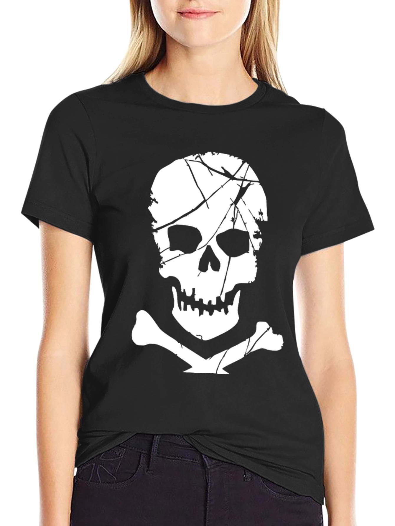 Skull & Crossbones Graphic Tee - Black Cotton