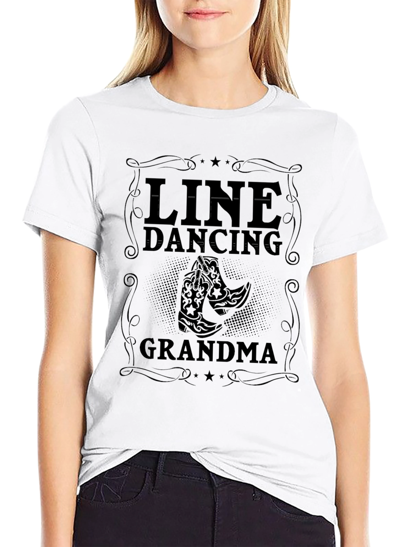 Line Dancing Grandma Black T-Shirt