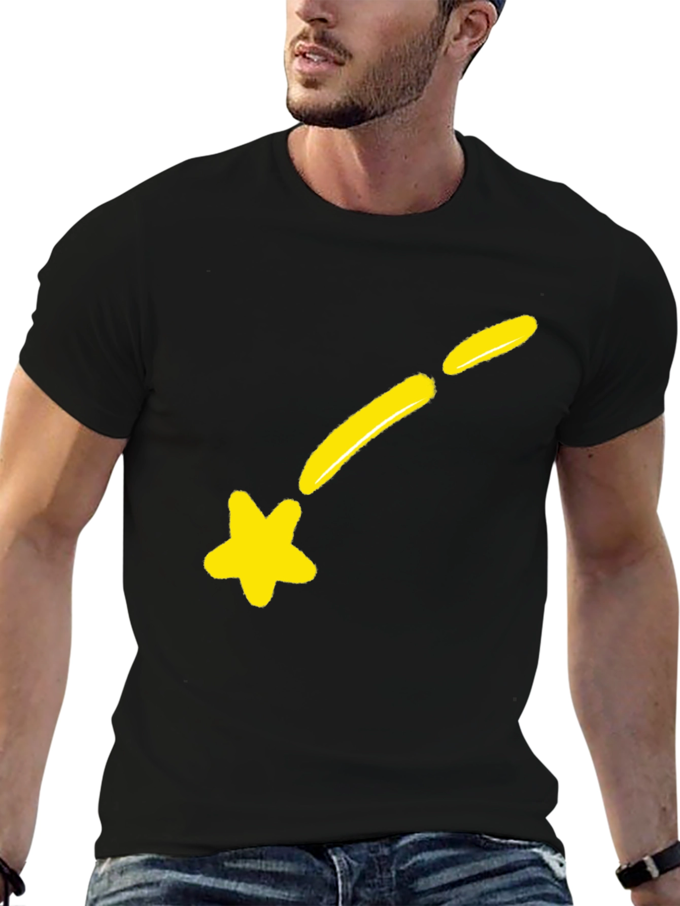 Shooting Star Graphic Tee - Black Cotton Blend