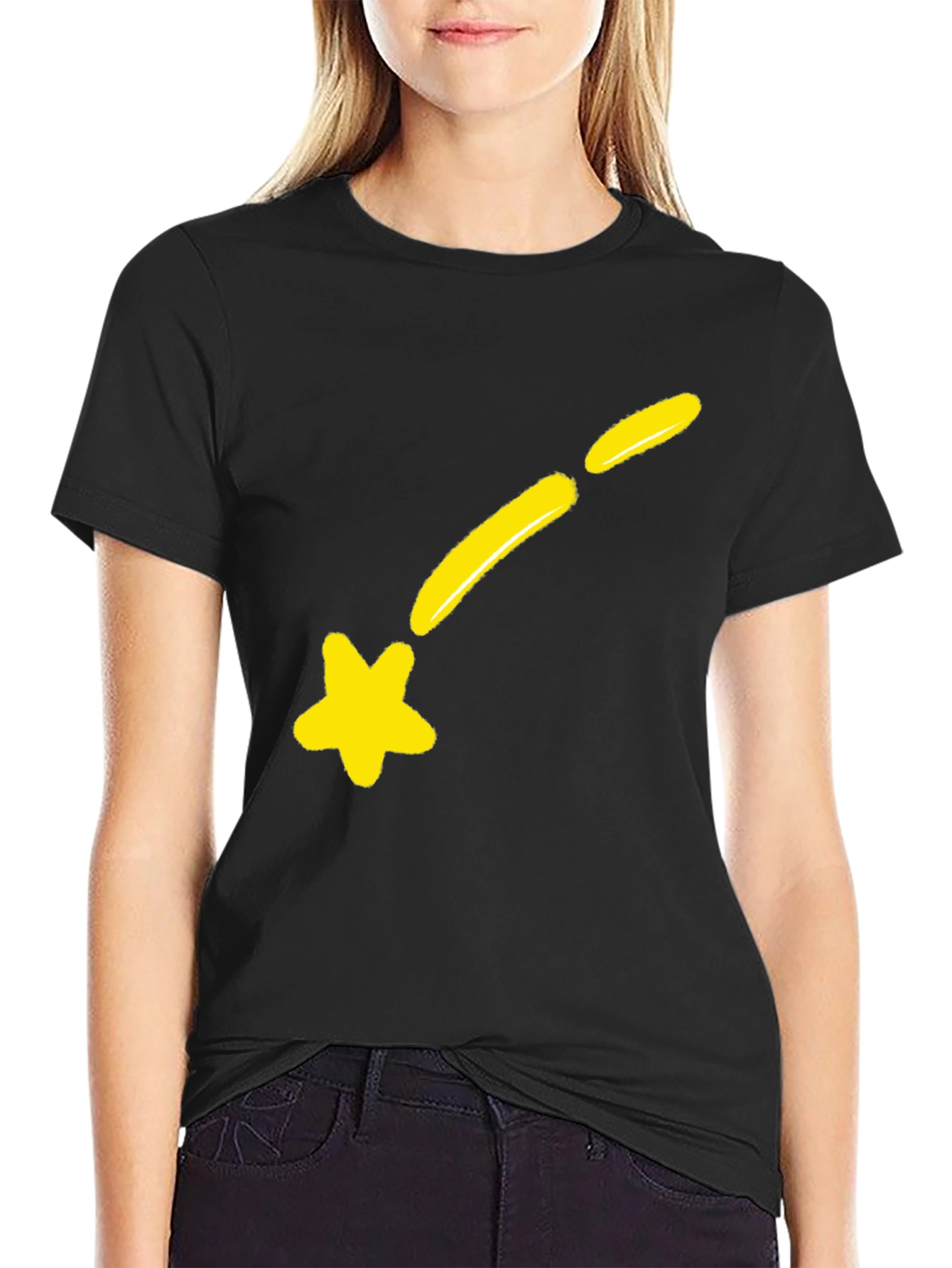 Shooting Star Graphic Tee - Black Cotton Blend