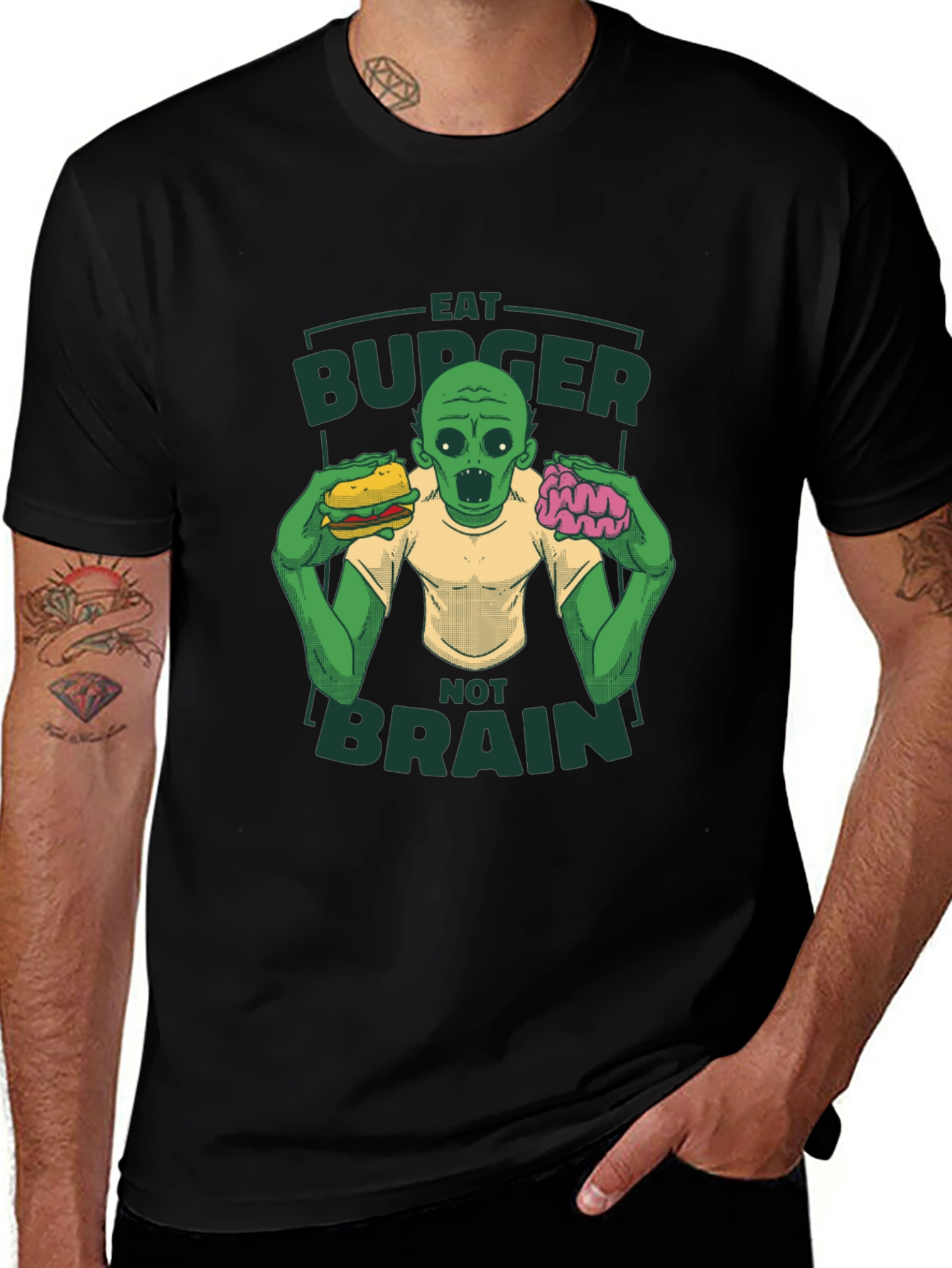 Eat Burger Not Brains Zombie T-Shirt