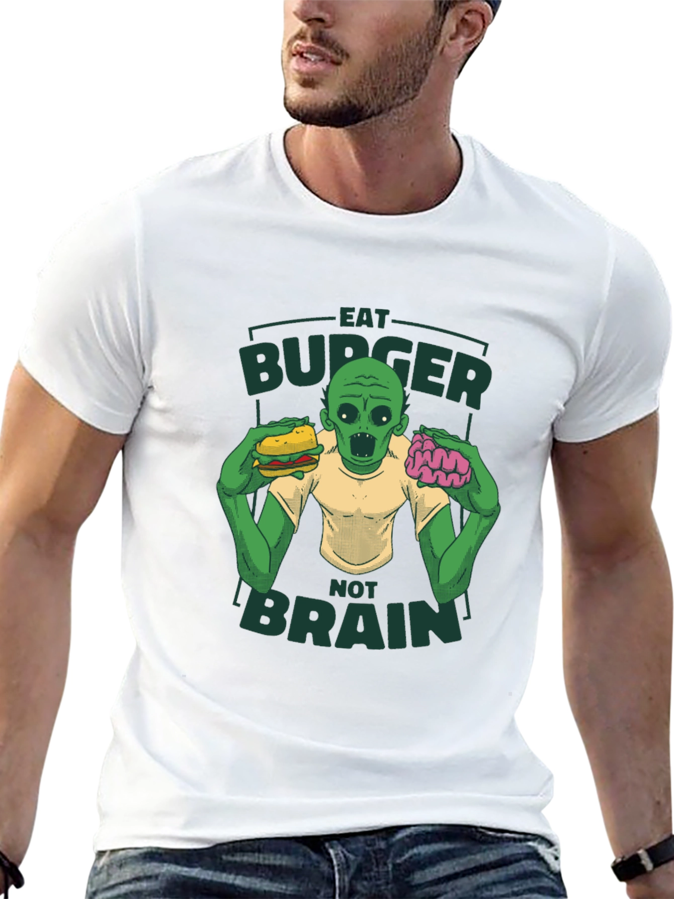 Eat Burger Not Brains Zombie T-Shirt