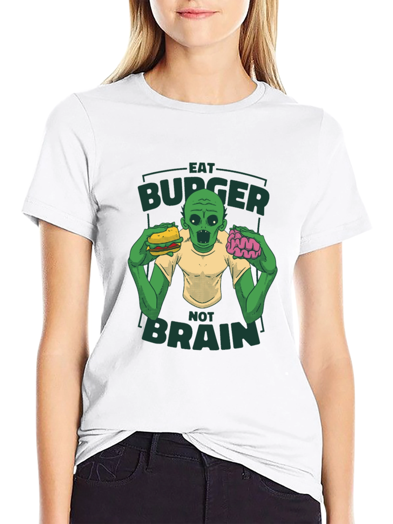 Eat Burger Not Brains Zombie T-Shirt