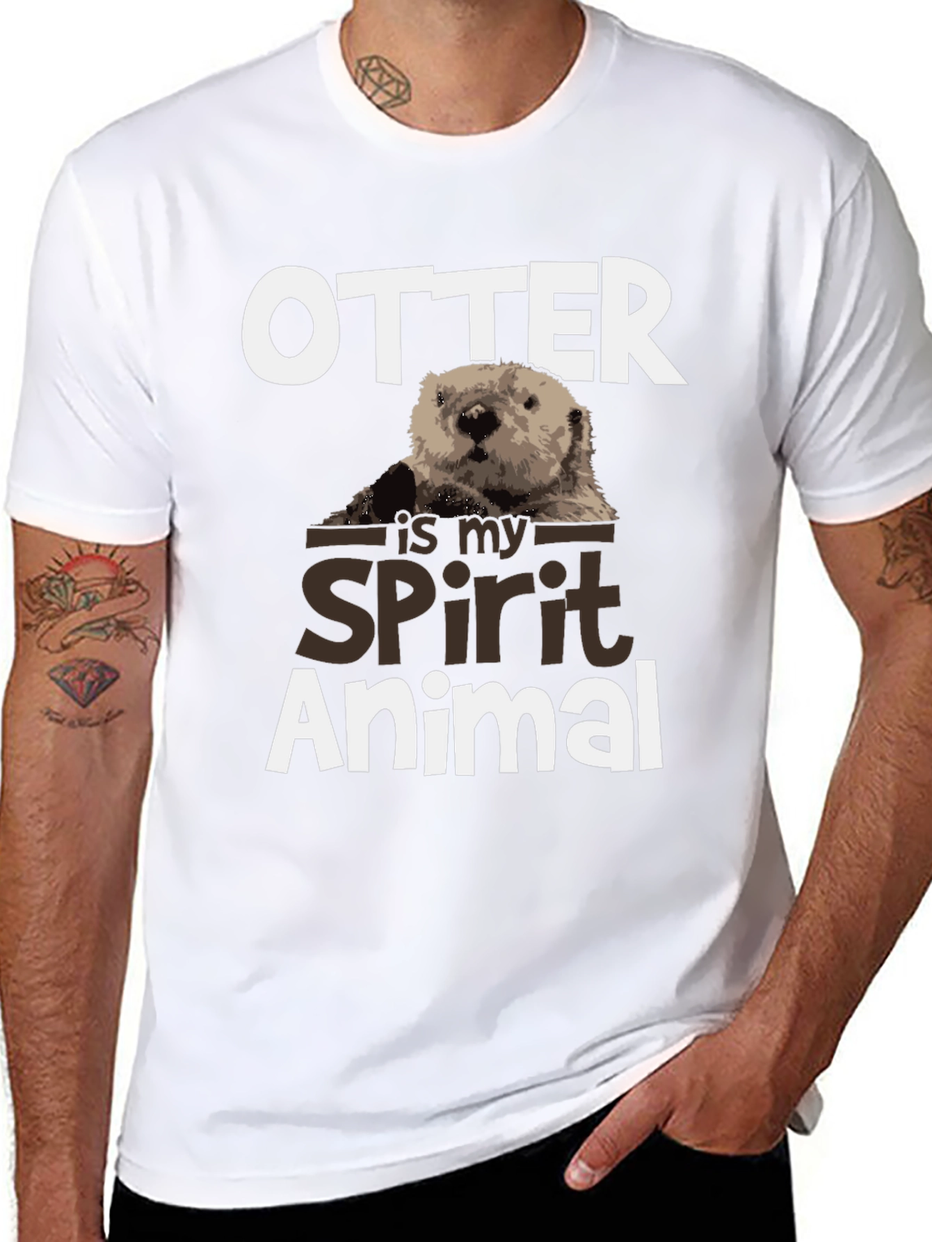 Otter Spirit Animal Graphic Tee - Black