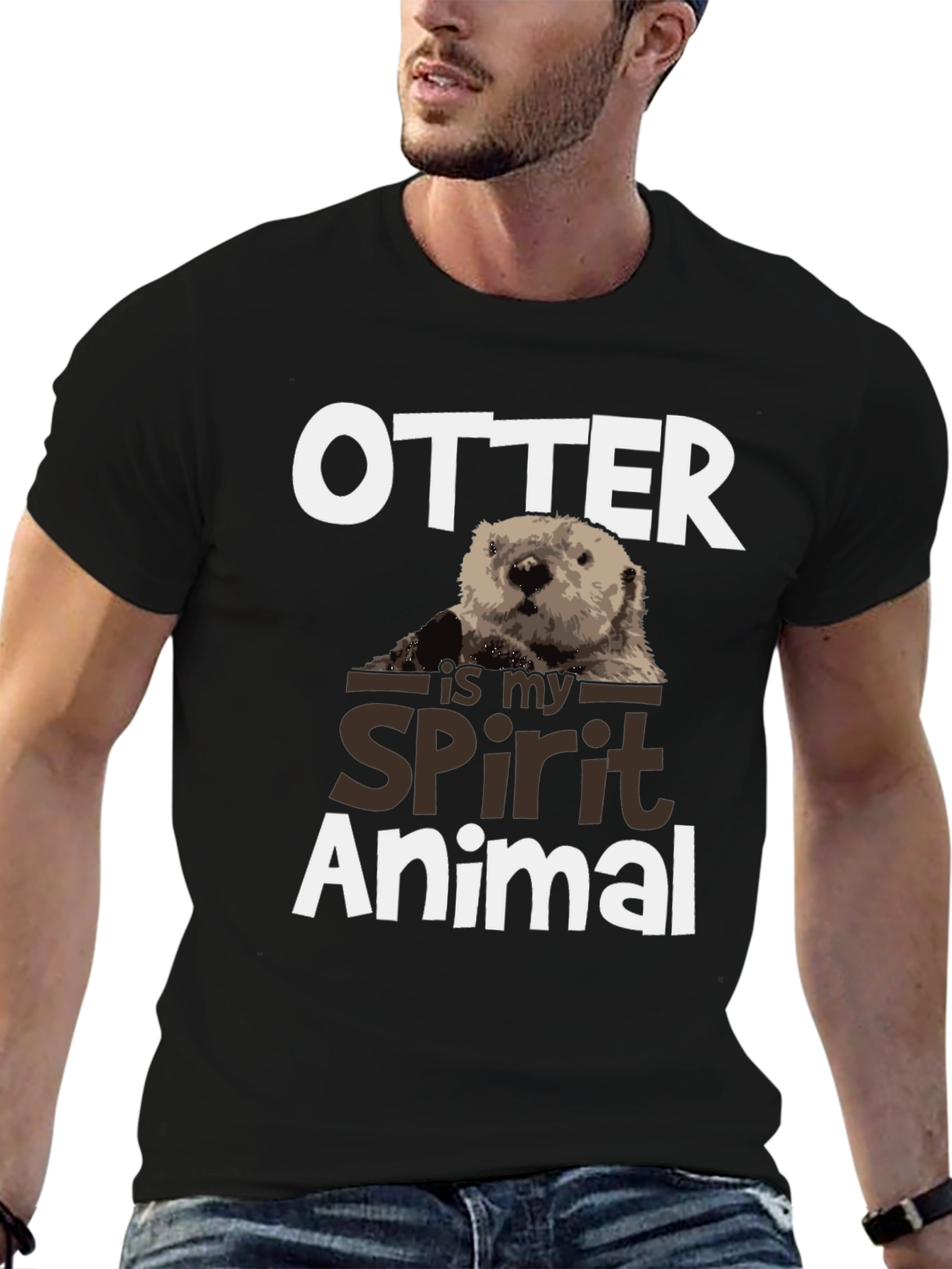 Otter Spirit Animal Graphic Tee - Black
