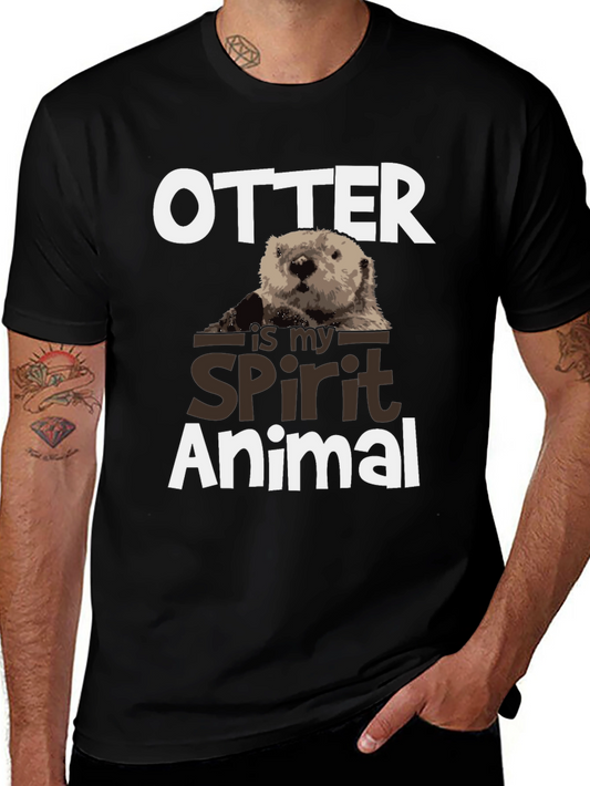 Otter Spirit Animal Graphic Tee - Black