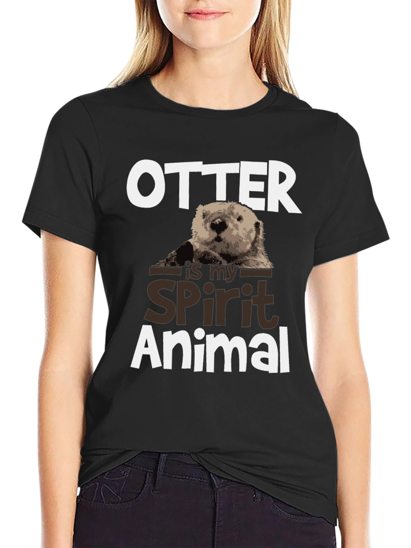Otter Spirit Animal Graphic Tee - Black