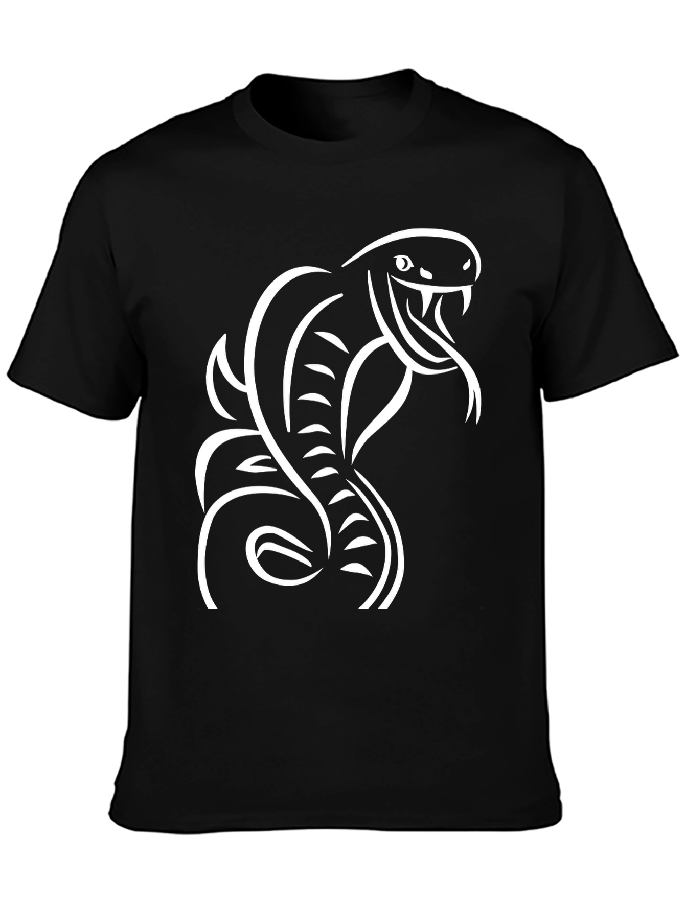 Mens Black T-Shirt with Cobra Design