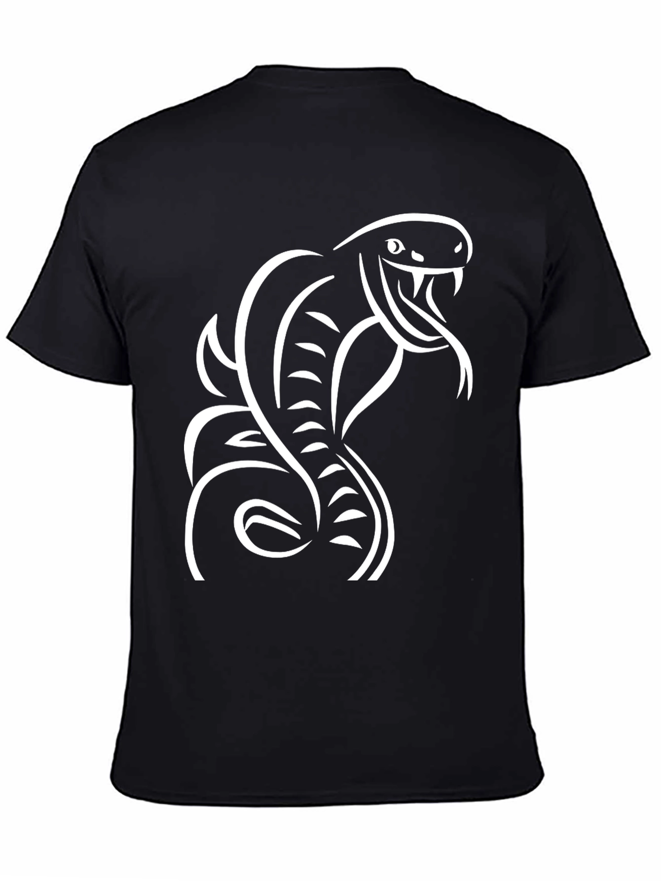 Mens Black T-Shirt with Cobra Design
