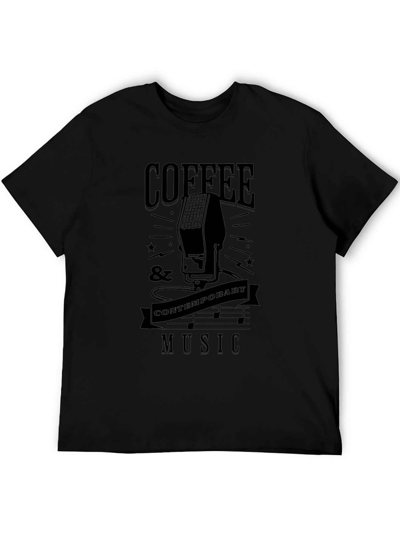 Coffee & Contemporary Music Black Graphic T-Shirt