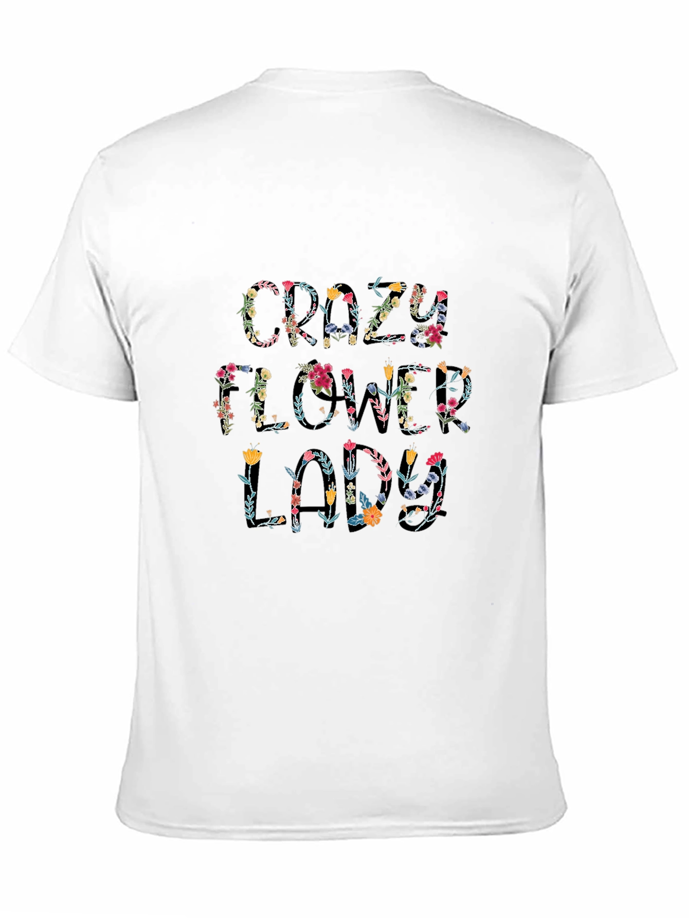 Floral Crazy Flower Lady Black Graphic T-Shirt