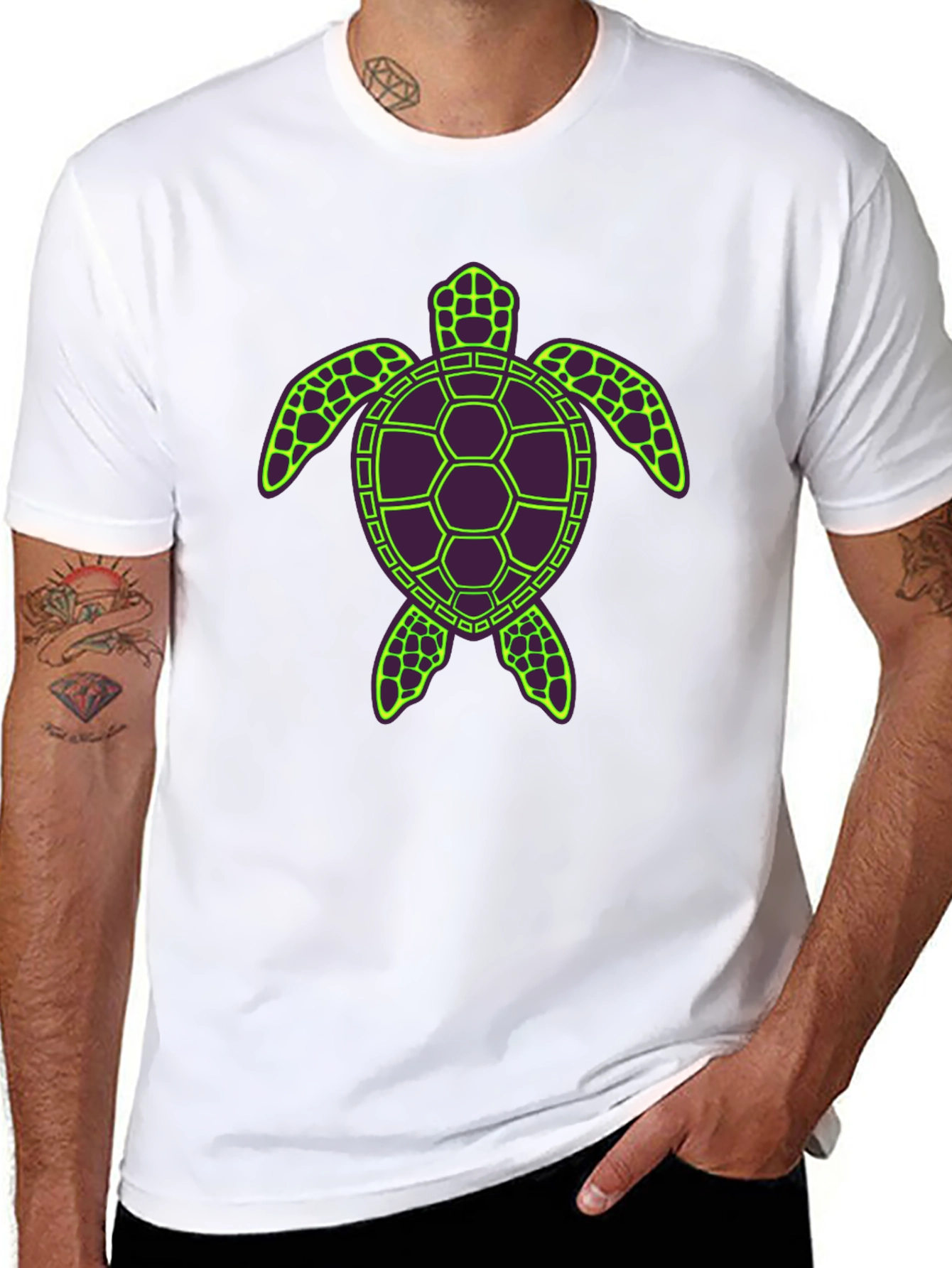 Turtle Graphic Tee - Unique Neon Design